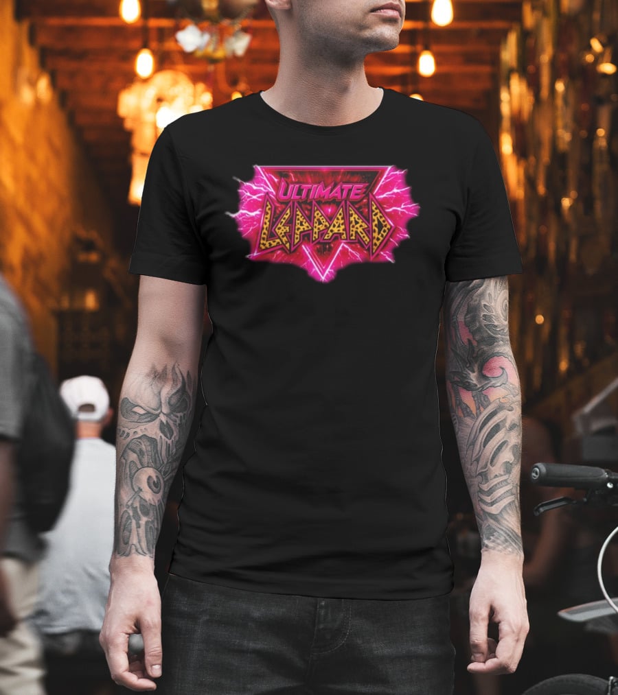 Def Leppard Ultimate Leppard Pink Lightning Leopard Print T-Shirt