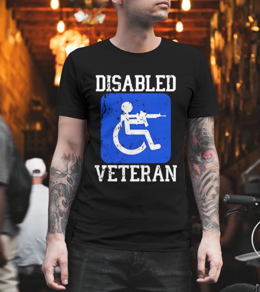 Disabled Veteran Armed Forces Distressed Military T-Shirt