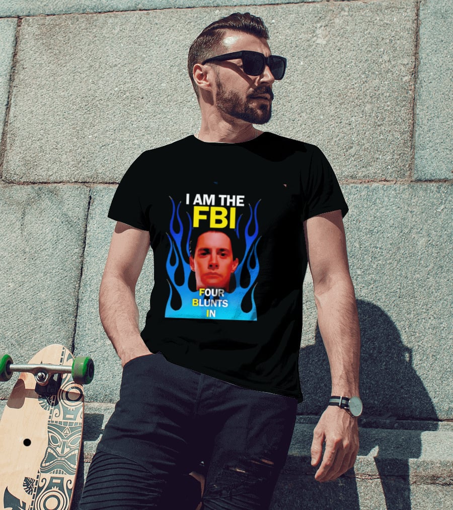 I Am The FBI Four Blunts In Special Agent Dale Cooper Blue Flame T-Shirt