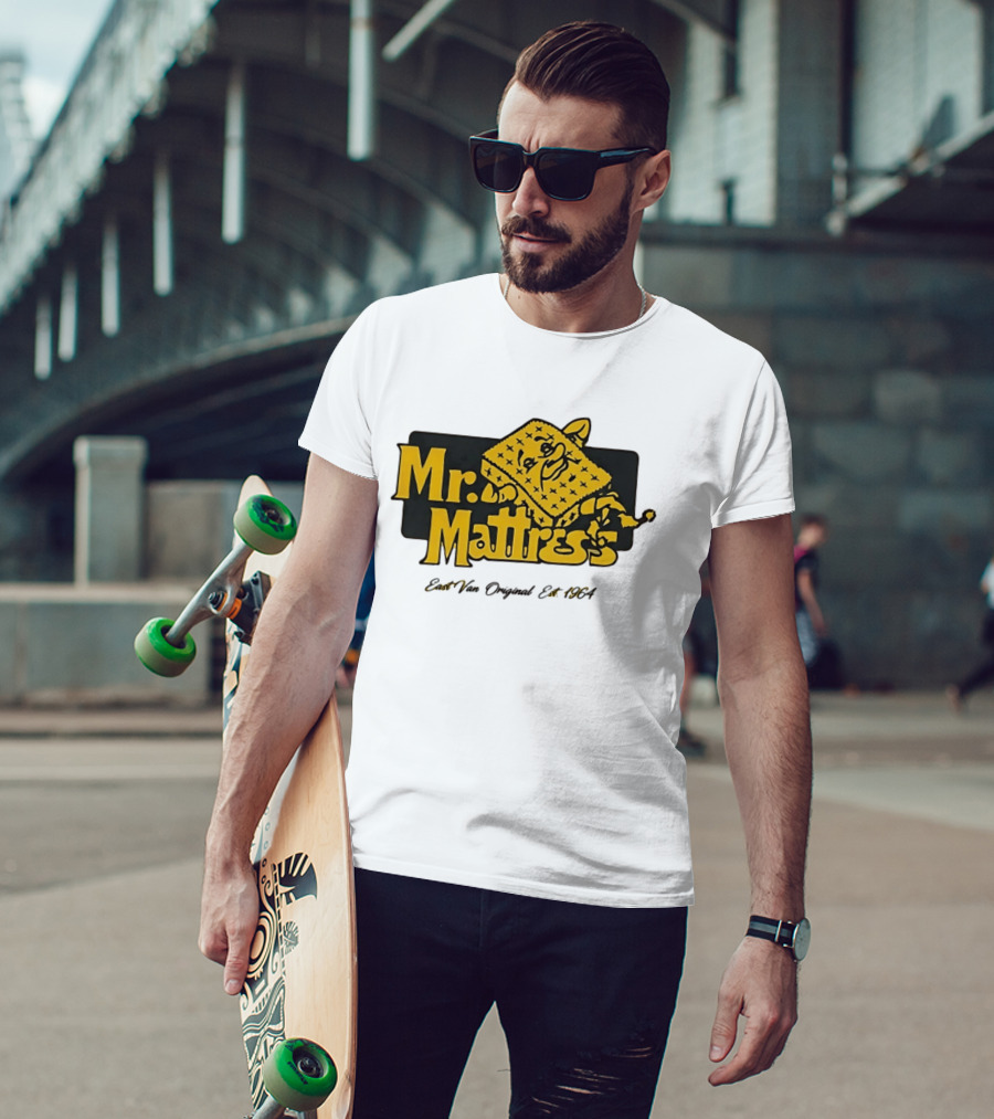 Mr Mattress East Van Original Est 1971 Flippable GOLD T-Shirt