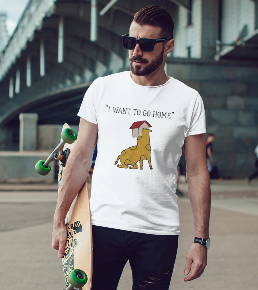 I Want To Go Home Giraffe With House On Head T-Shirt