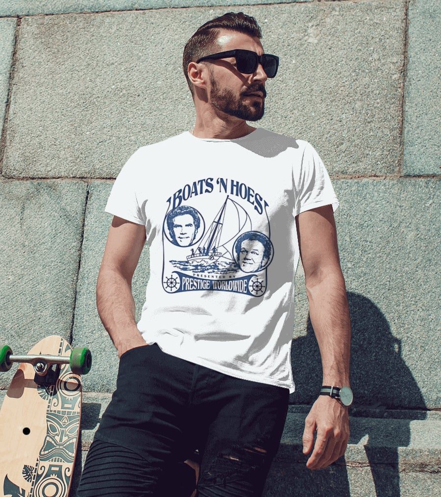 Boats 'N Hoes Presented By Prestige Worldwide Step Brothers Faces Sailboat T-Shirt