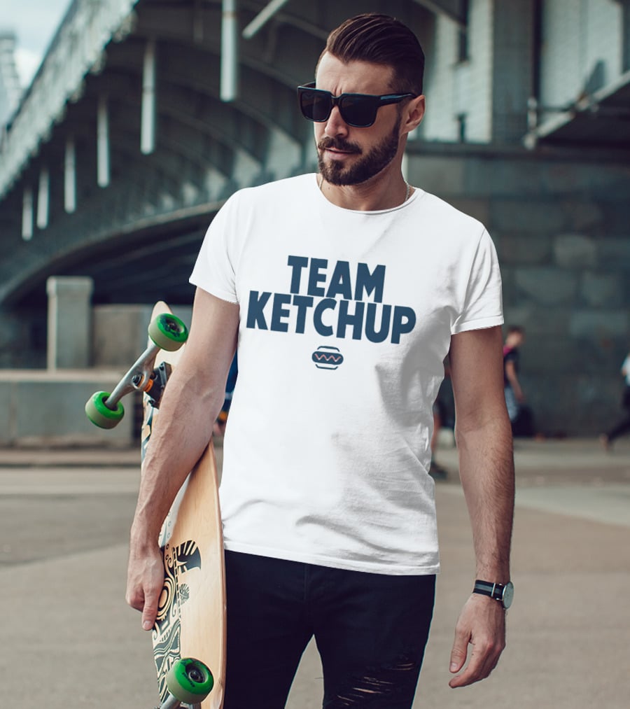 Team Ketchup Hot Dog Wavy Line T-Shirt