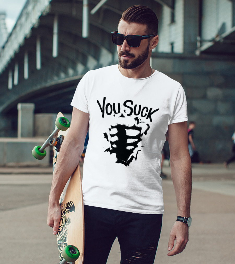 You Suck Horror Skeleton Ribcage T-Shirt