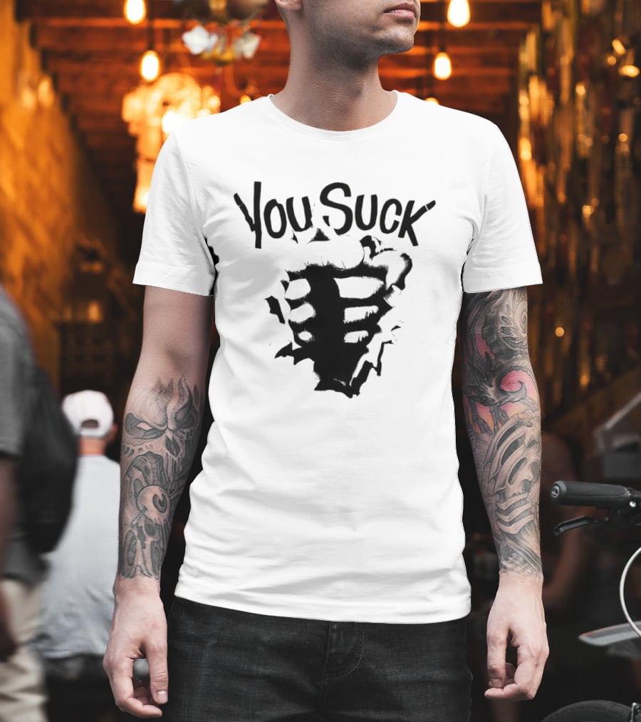 You Suck Horror Skeleton Ribcage T-Shirt