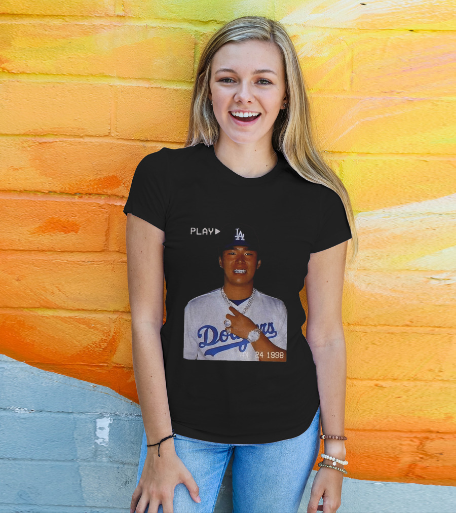 90s Yoshinobu Yamamoto Bootleg Rap Dodgers LA Jan 24 1998 T-Shirt