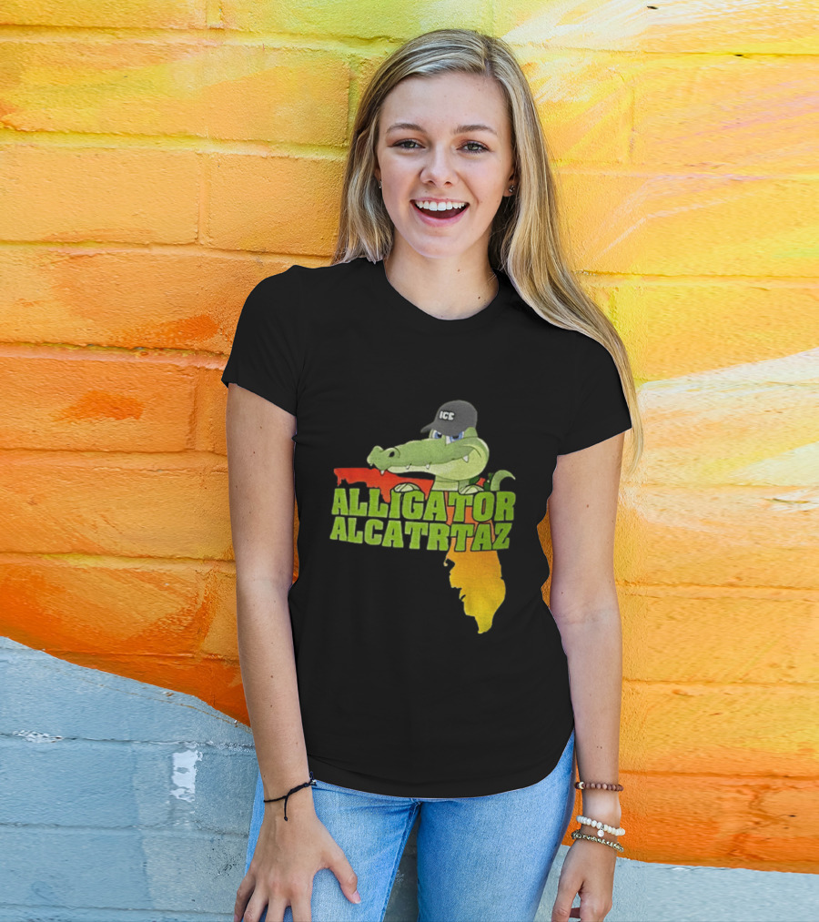 Alligator Alcatraz ICC Ice Cap Florida Map T-Shirt