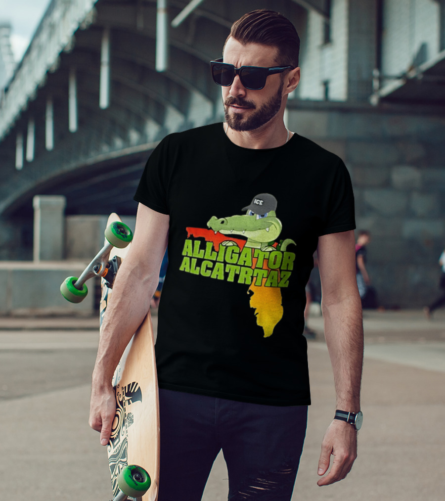 Alligator Alcatraz ICC Ice Cap Florida Map T-Shirt