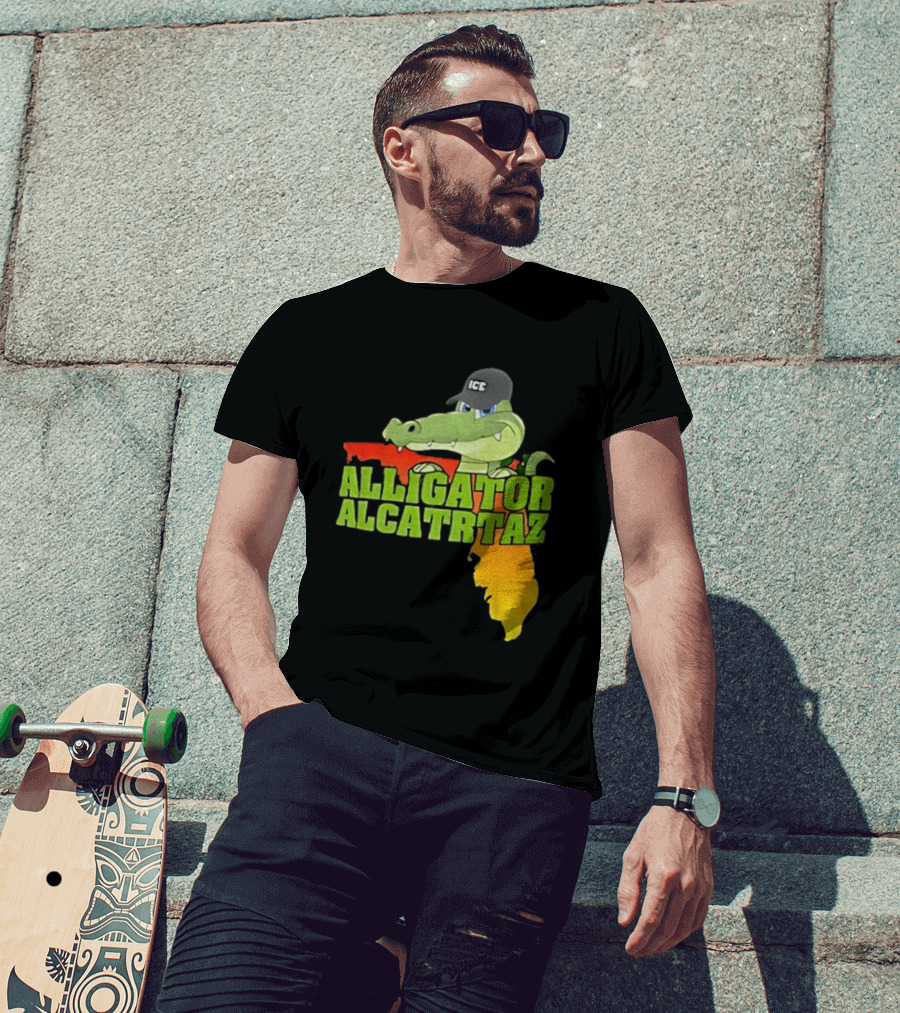 Alligator Alcatraz ICC Ice Cap Florida Map T-Shirt