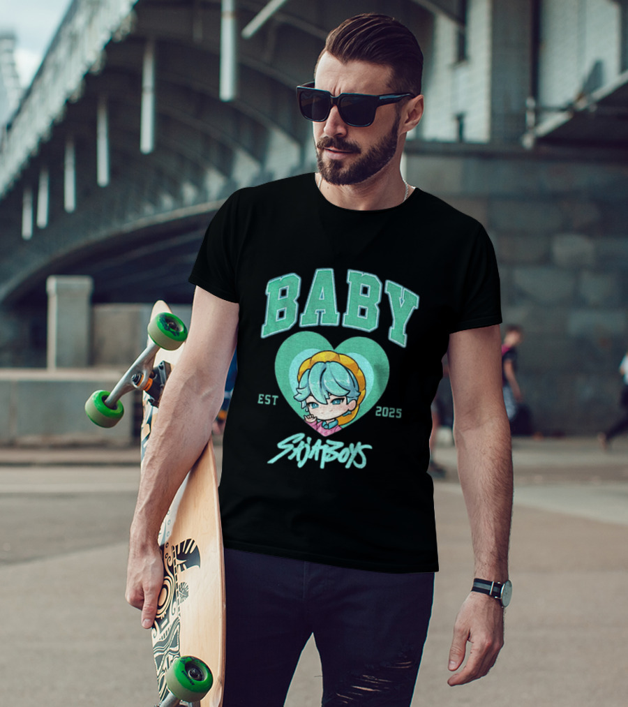 Baby Saja Boys Kpop Demon Hunters Est 2025 Anime Character Heart T-Shirt