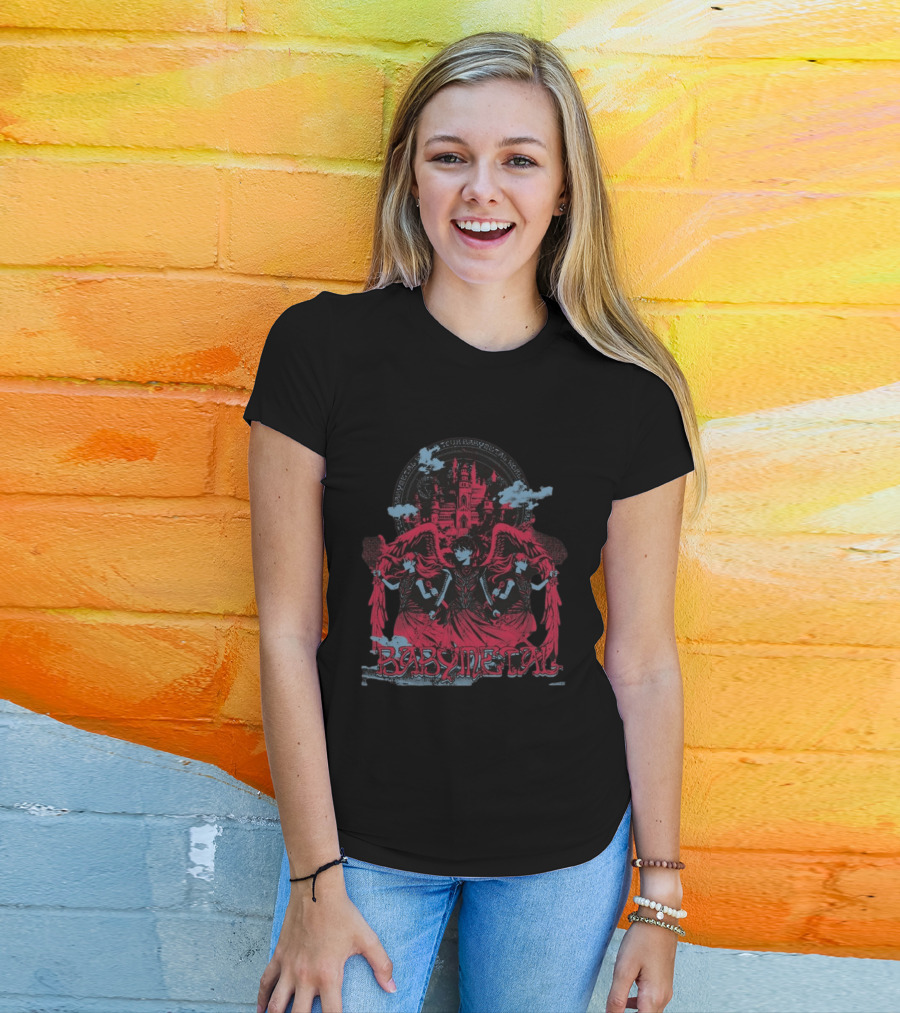 Babymetal Kingslayer Team Babymetal Corps Red Gothic Angels And Castle T-Shirt
