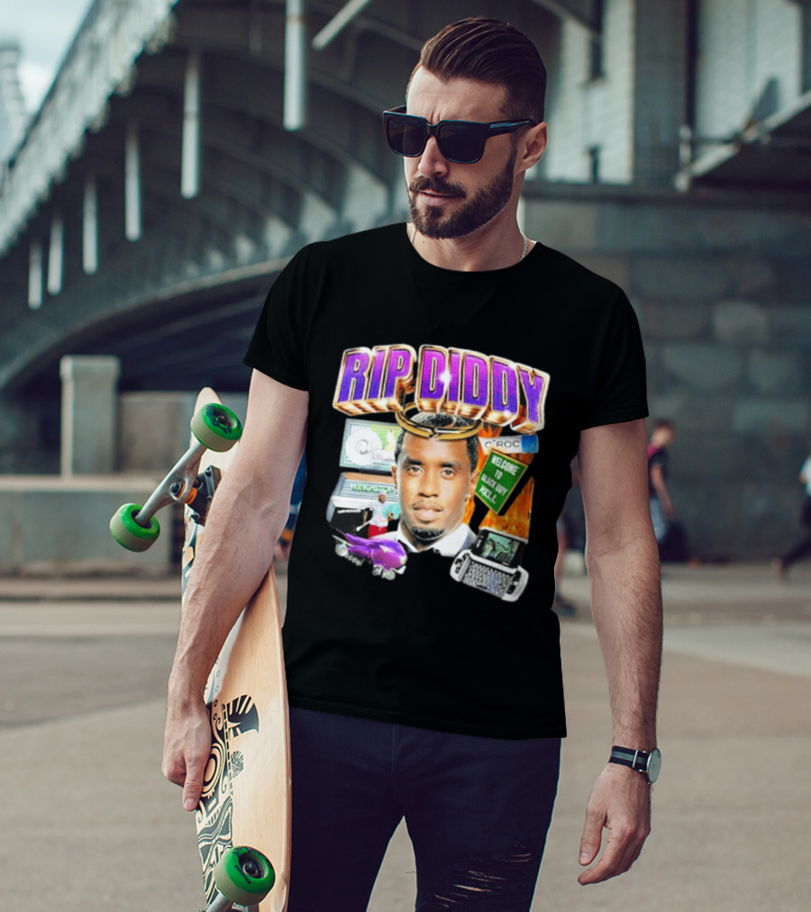 Sam Hyde Rip Diddy Welcome To Black Guy Hell Ciroc Wings 09 Typewriter T-Shirt