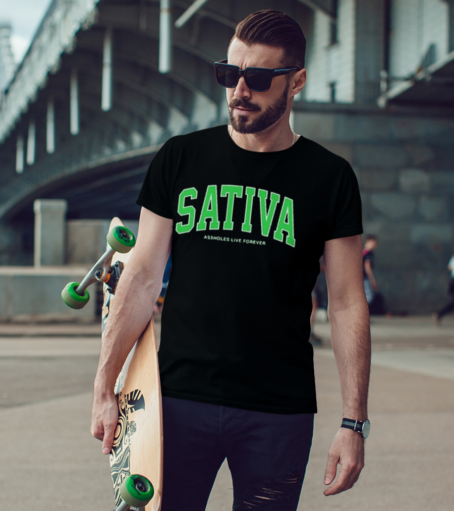 Sativa Assholes Live Forever Bold Arch Lettering T-Shirt