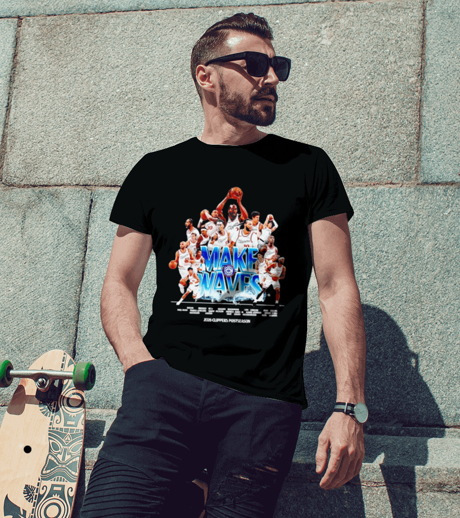 Make Waves Los Angeles Clippers NBA Basketball 2026 Players T-Shirt
