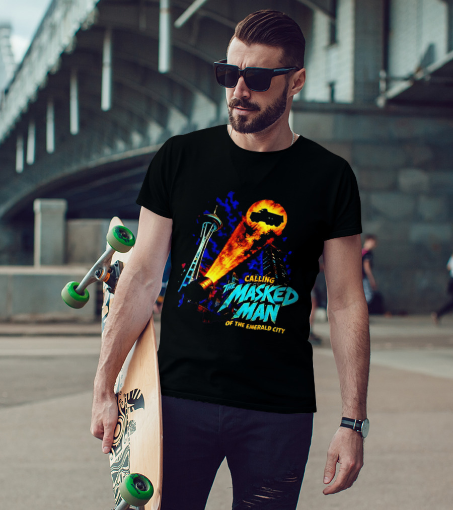 Calling The Masked Man Emerald City Space Needle T-Shirt