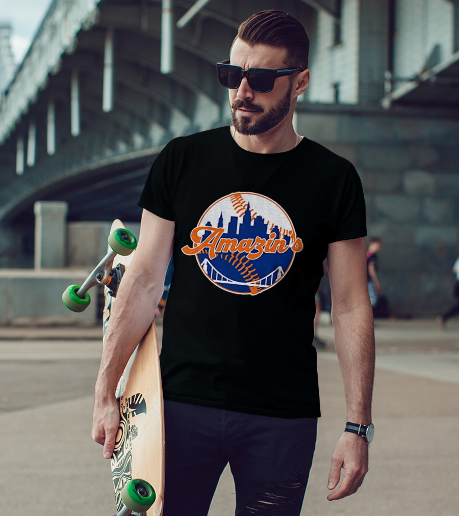 New York Mets Amazin's Skyline Baseball Bridge T-Shirt