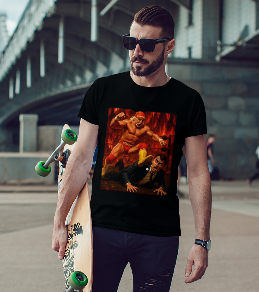Hulk Hogan Hulkamania Vs Charlie Kirk Wrestling Meme Image T-Shirt