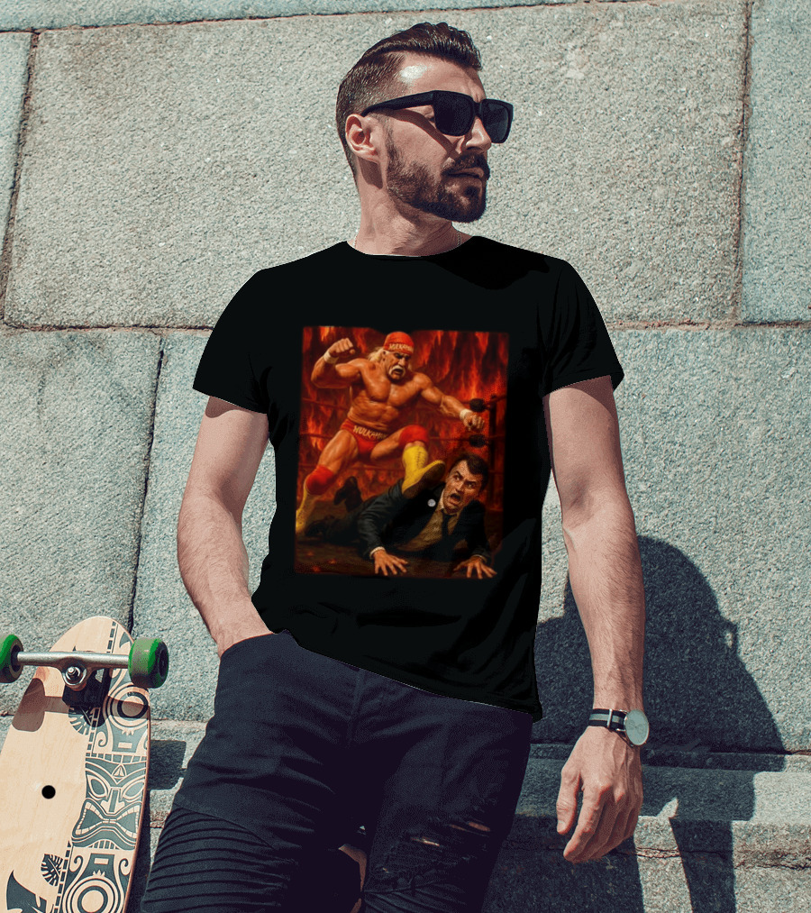 Hulk Hogan Hulkamania Vs Charlie Kirk Wrestling Meme Image T-Shirt