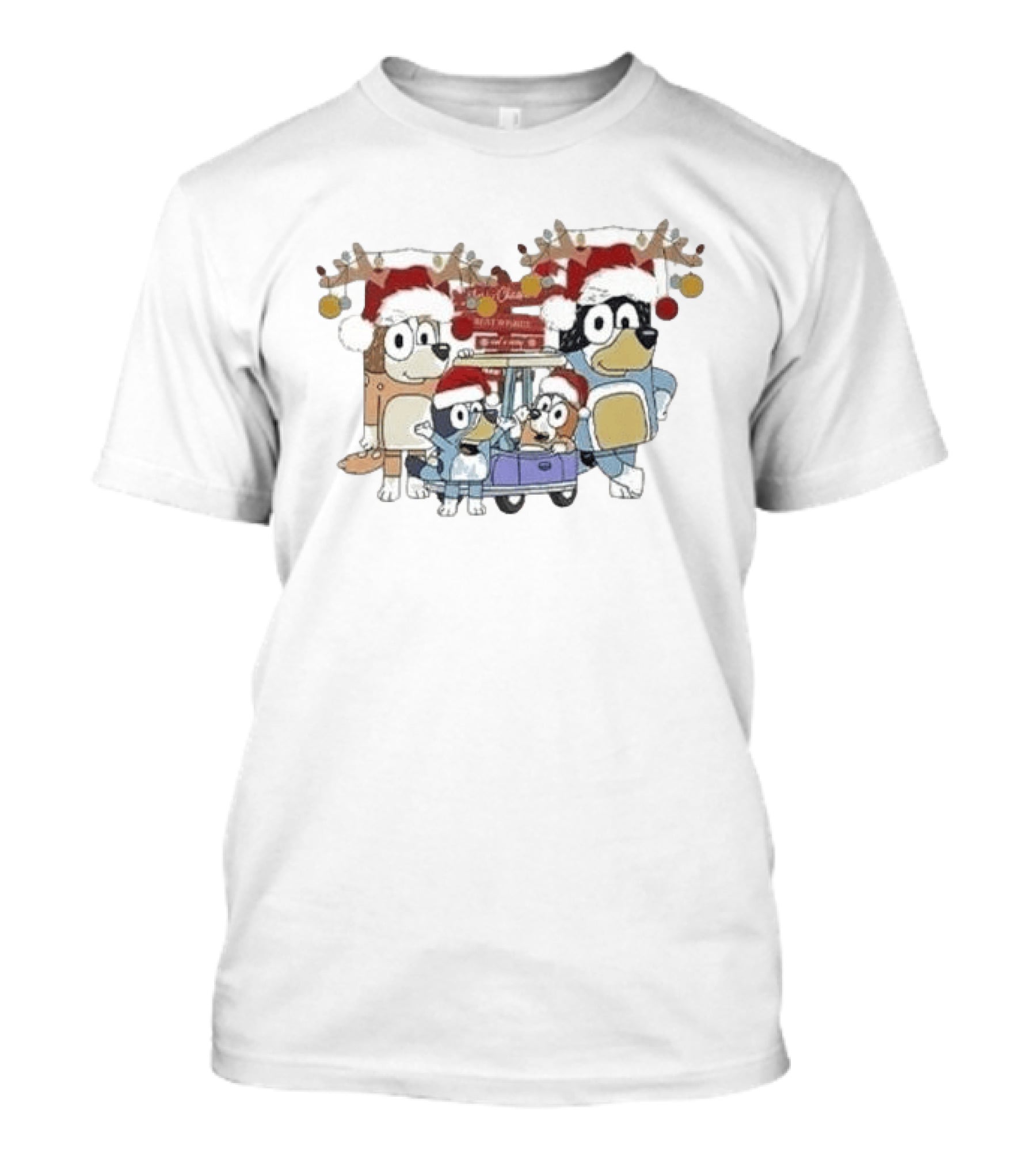Bluey Family Christmas Santa Hats Merry Xmas 2024 T-Shirt