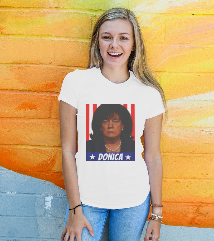 Donica Lewinsky 2025 Campaign Style Stars Red Stripes T-Shirt