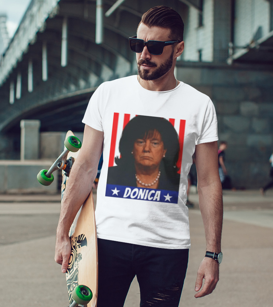 Donica Lewinsky 2025 Campaign Style Stars Red Stripes T-Shirt