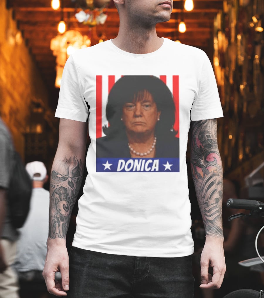 Donica Lewinsky 2025 Campaign Style Stars Red Stripes T-Shirt