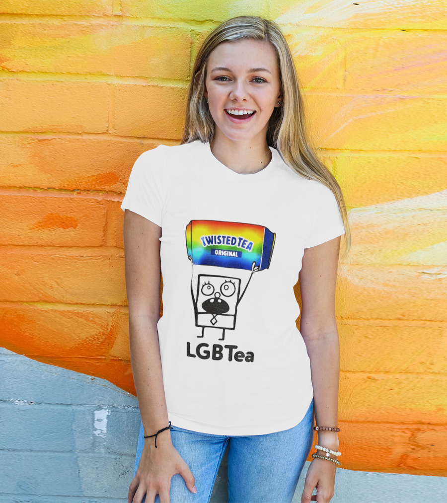 Doodlebob Holding Rainbow Twisted Tea Original LGBTea Pride LGBTQ+ T-Shirt