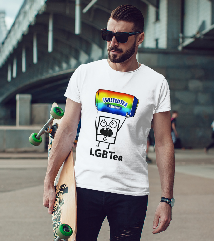 Doodlebob Holding Rainbow Twisted Tea Original LGBTea Pride LGBTQ+ T-Shirt