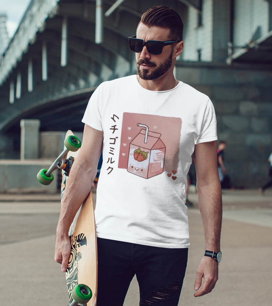 Strawberry Milk Kawaii Cartoon Fight Or Flight Lucas Reyes T-Shirt