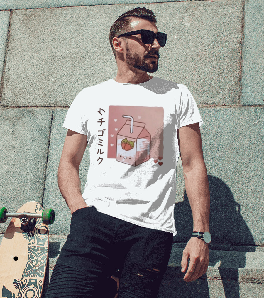 Strawberry Milk Kawaii Cartoon Fight Or Flight Lucas Reyes T-Shirt