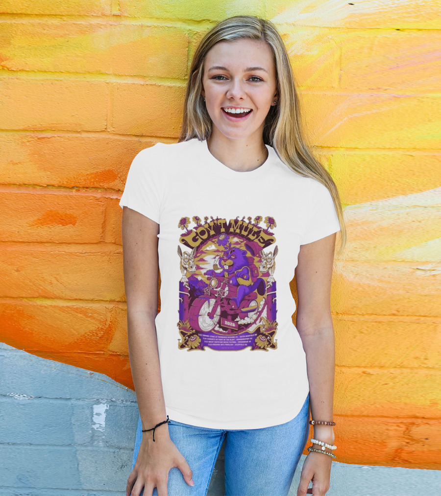 Gov't Mule Summer Tour 2026 Psychedelic Bear Riding Motorcycle Concert Dates And Locations T-Shirt