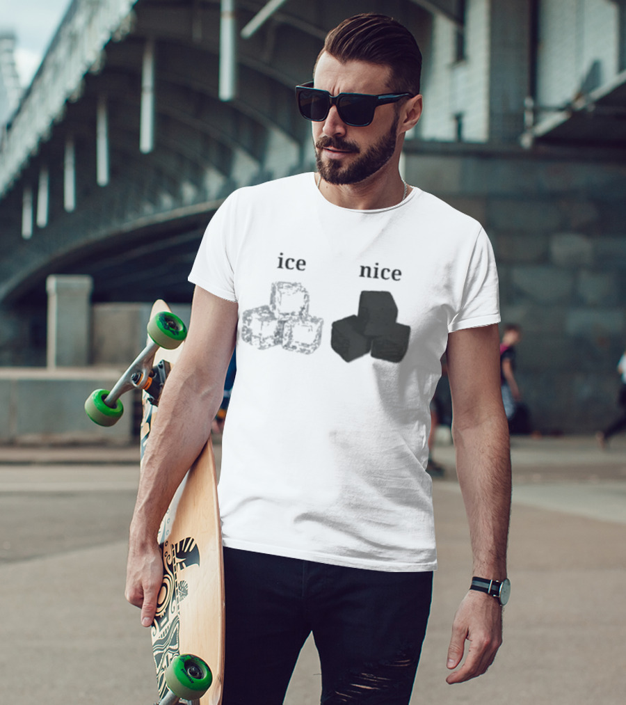 Ice Vs Nice Cubes Playful Word T-Shirt