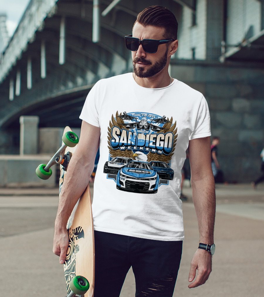 June 21 2026 NASCAR San Diego Weekend Americana Event Racing Cars And Eagle Wings T-Shirt