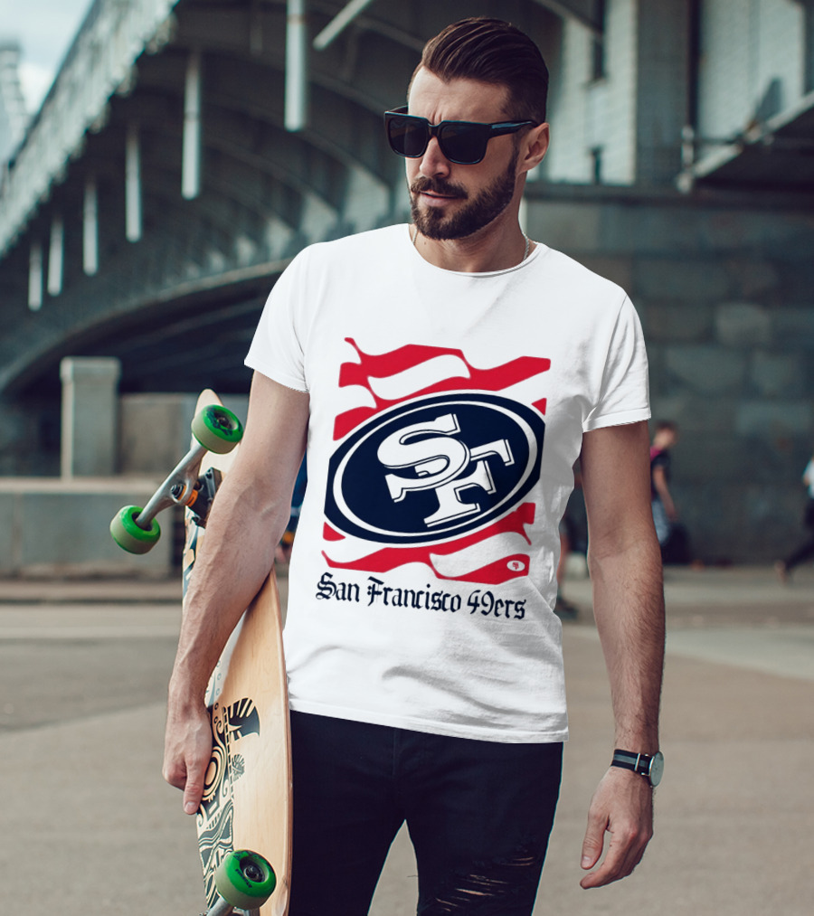 San Francisco 49ers SF Flag Heritage Wordmark T-Shirt