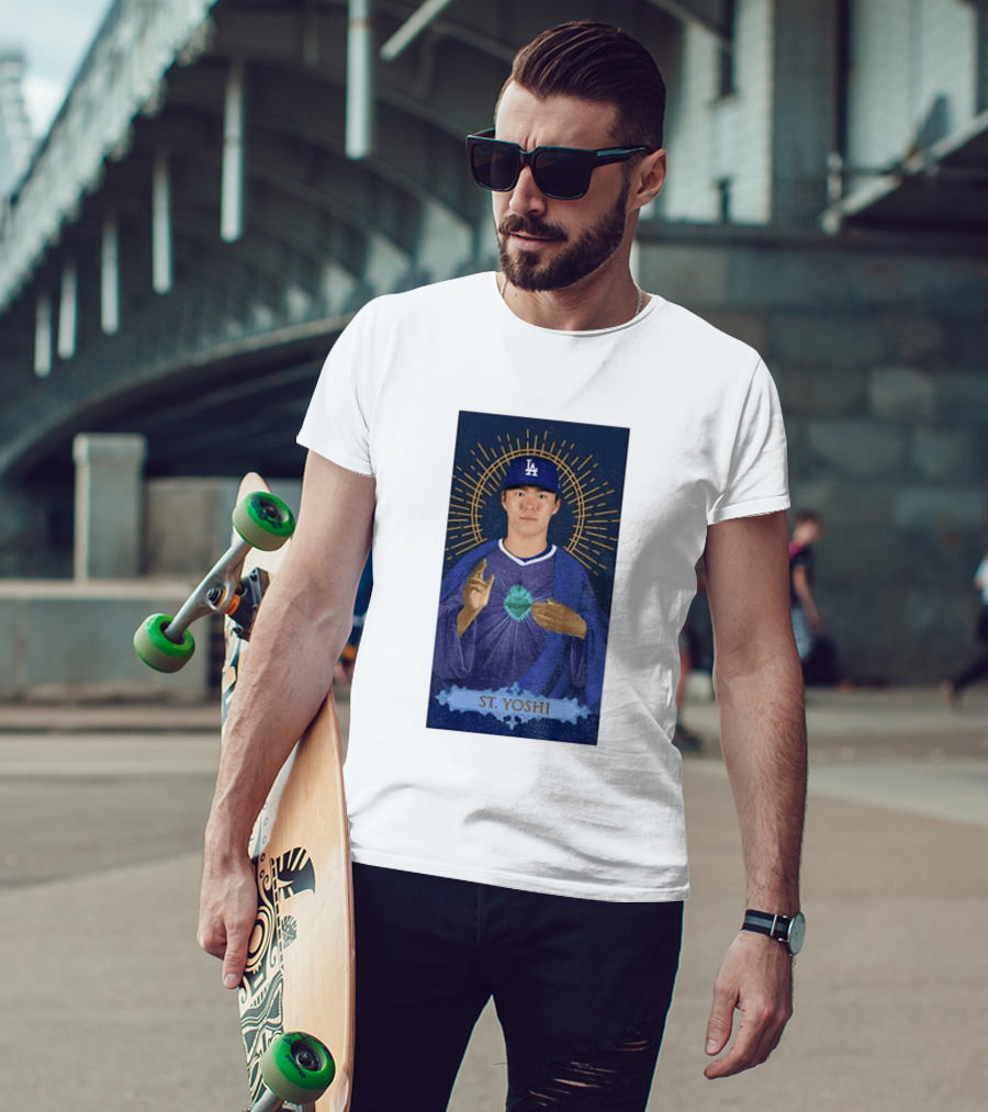 Yoshinobu Yamamoto Dodgers St. Yoshi Halo Icon MLB T-Shirt