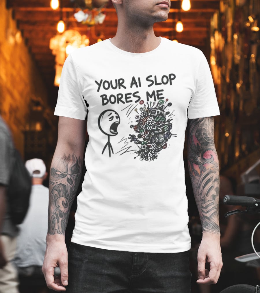 Your AI Slop Bores Me Stick Figure Expression With Colorful Scribbles T-Shirt