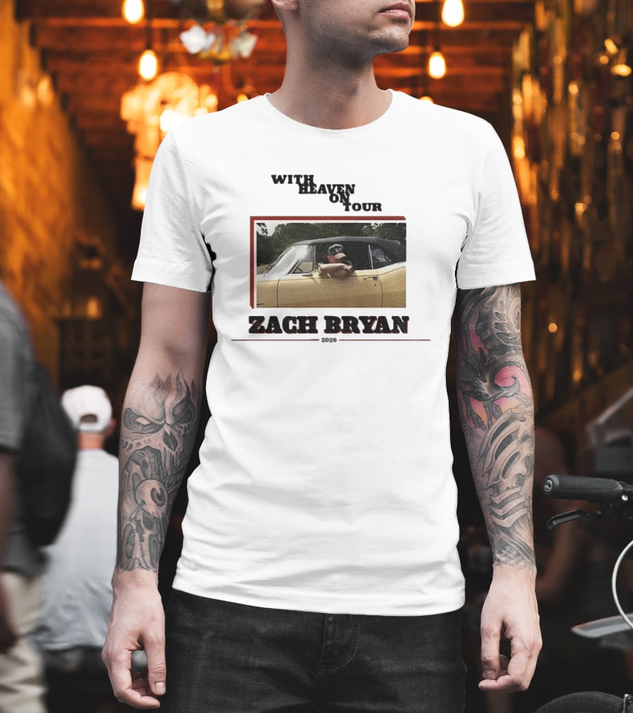 Zach Bryan With Heaven On Tour 2026 Yellow Convertible Country Music T-Shirt