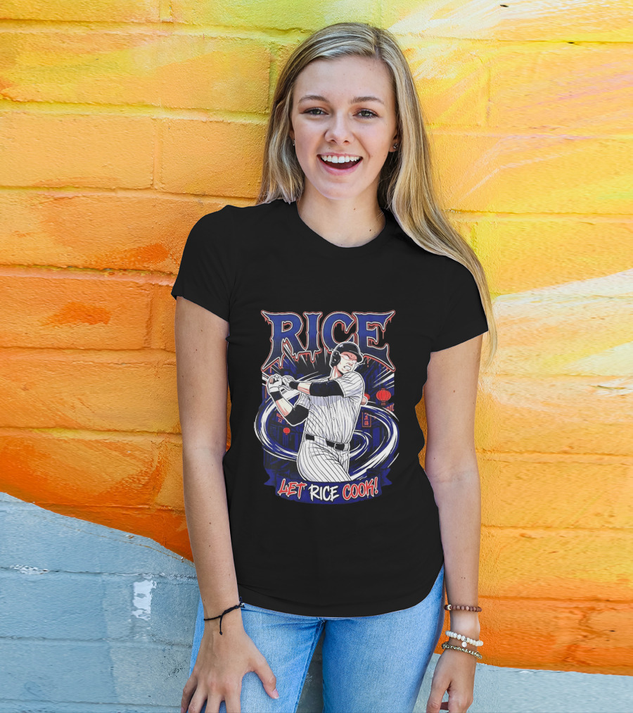 Rice Let Rice Cook New York Yankees Baseball Cartoon T-Shirt