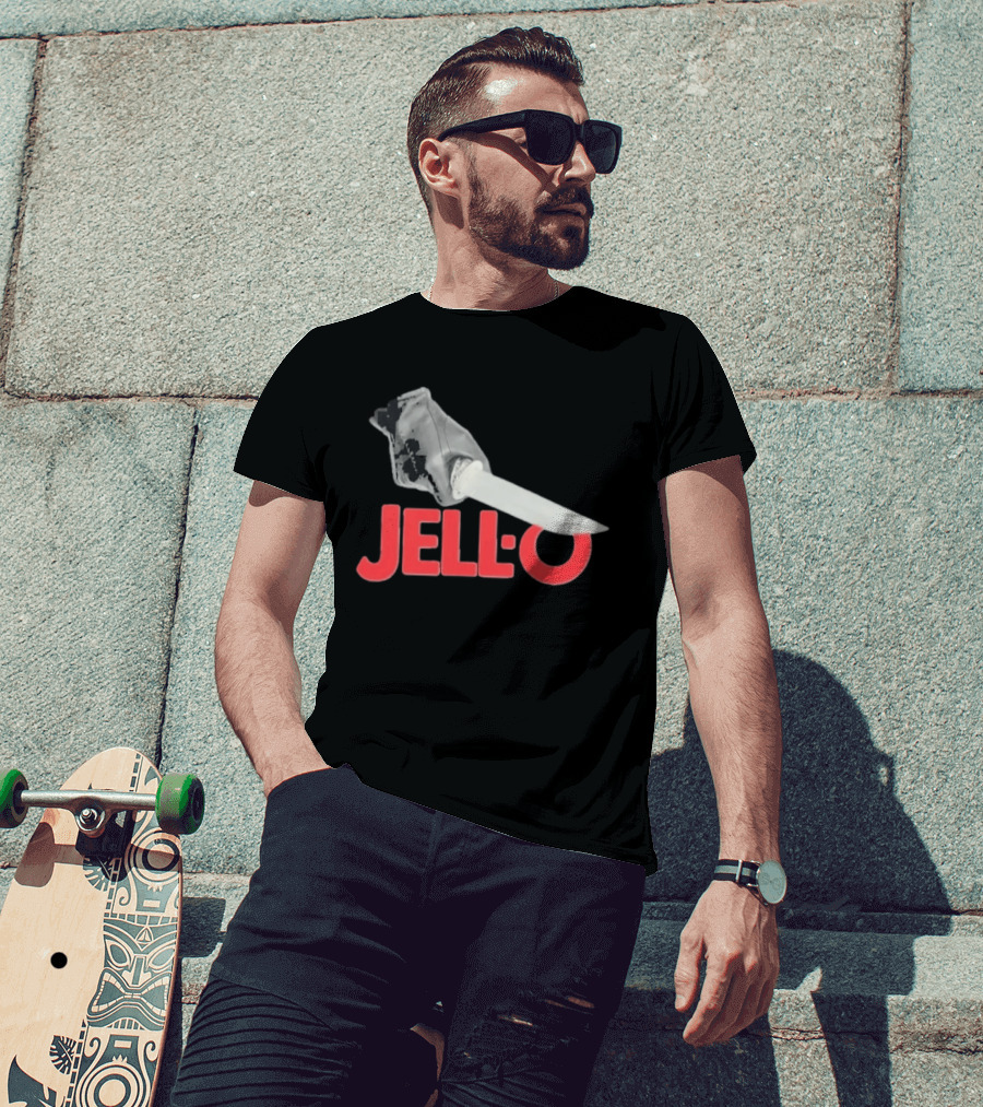 Jello Knife Red Oozing Text And Gloved Dagger T-Shirt