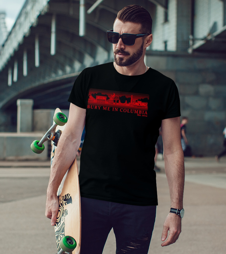 Bury Me In Columbia City Skyline Est 2014 Moon And Trees T-Shirt