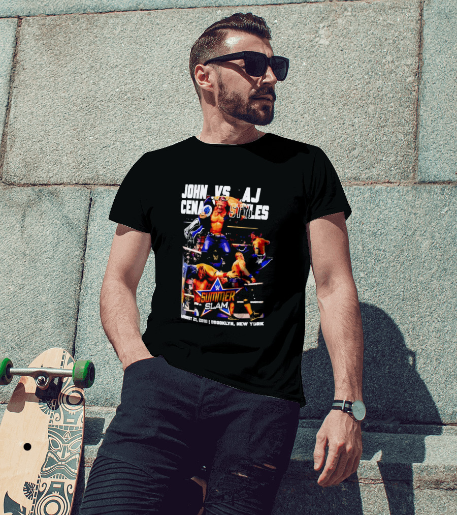 John Cena Vs AJ Styles WWE SummerSlam 2016 Barclays Center August 21 Brooklyn New York T-Shirt