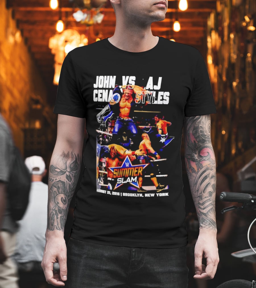 John Cena Vs AJ Styles WWE SummerSlam 2016 Barclays Center August 21 Brooklyn New York T-Shirt
