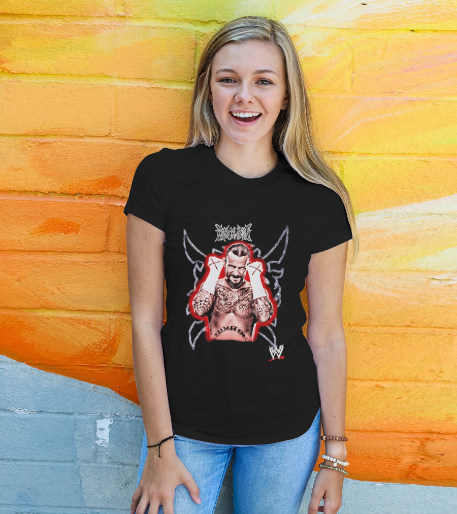 Ken Carson CM Punk WWE Logo Tattooed MMA Fighter T-Shirt