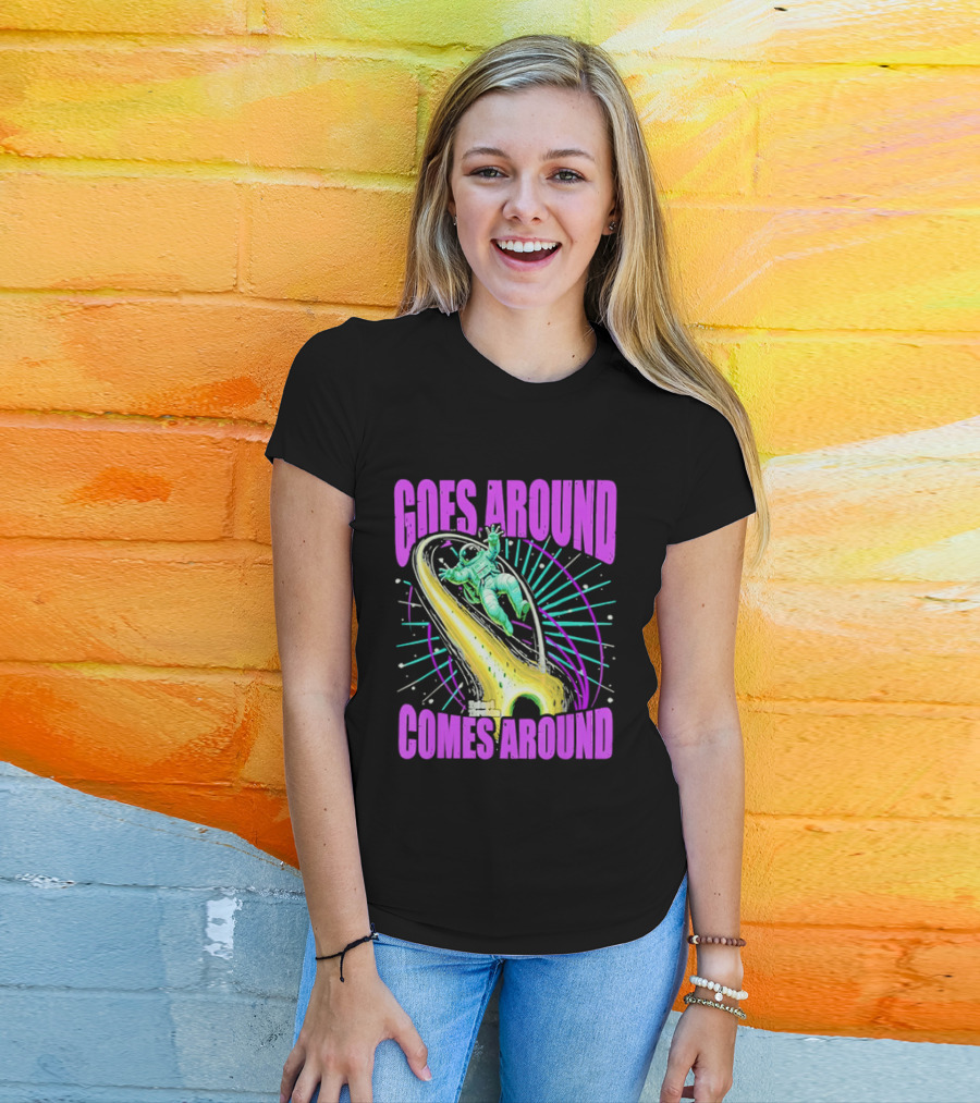 Goes Around Comes Around Astronaut Floating Space Retro Aesthetic T-Shirt