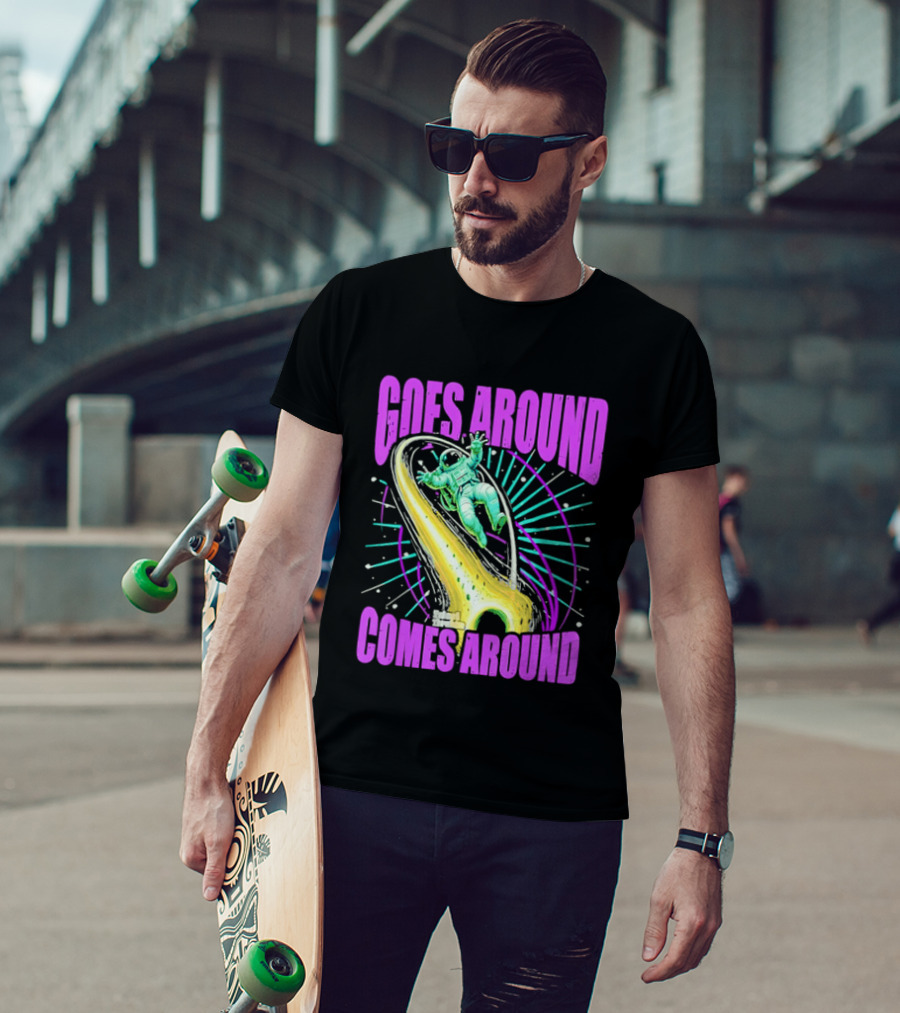 Goes Around Comes Around Astronaut Floating Space Retro Aesthetic T-Shirt