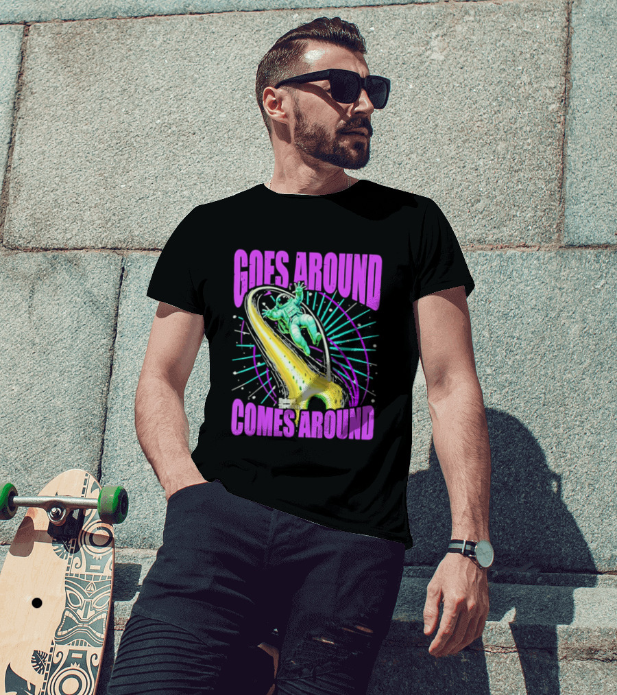Goes Around Comes Around Astronaut Floating Space Retro Aesthetic T-Shirt