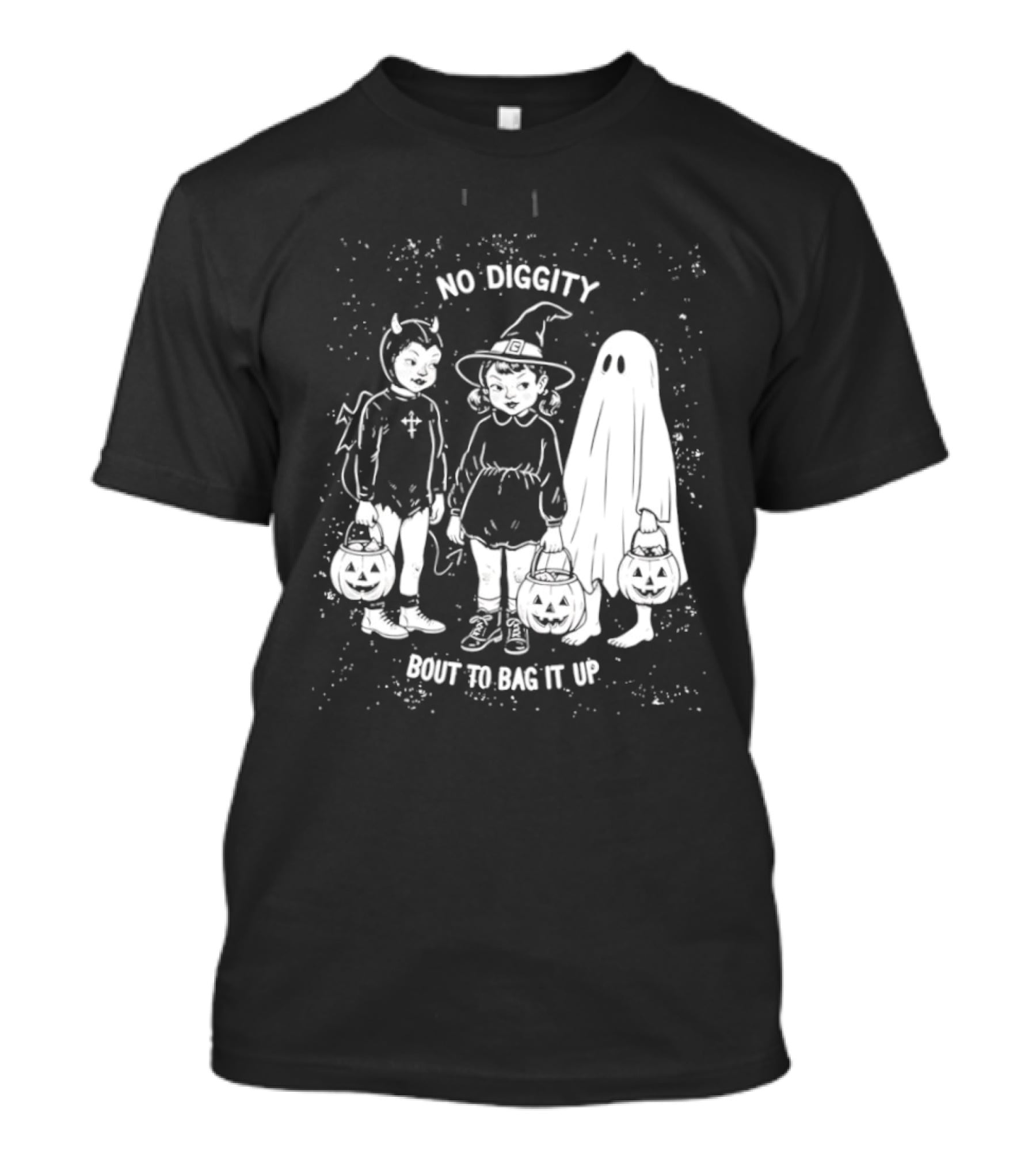 No Diggity Bout To Bag It Up Halloween Ghost Witch Devil Kids Spooky Season T-Shirt