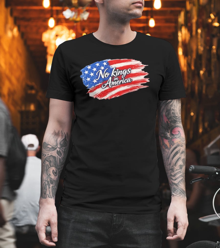 No Kings In America Patriotic Stars And Stripes T-Shirt