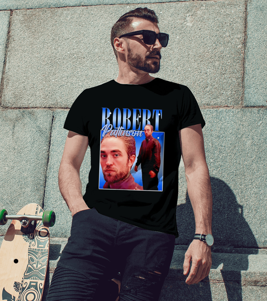 Robert Pattinson Standing Meme Blue Adidas Tracksuit T-Shirt