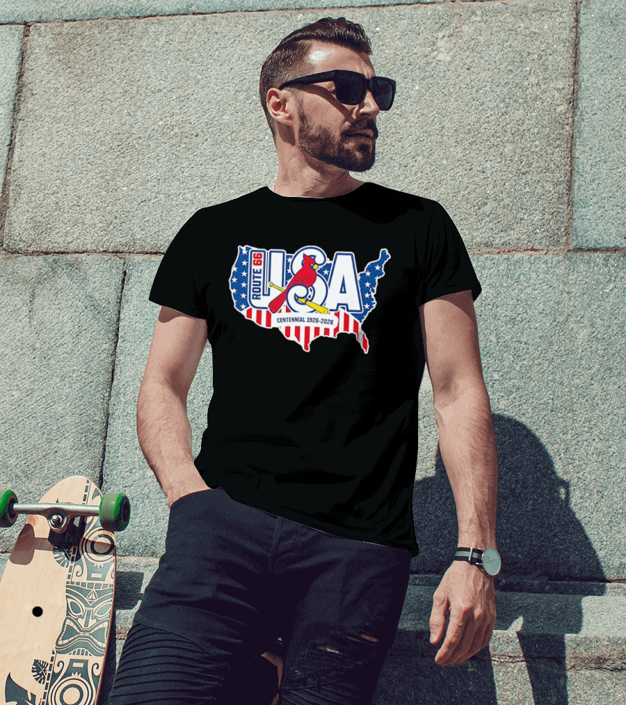 Route 66 USA Centennial 1926 2026 Springfield Cardinals T-Shirt